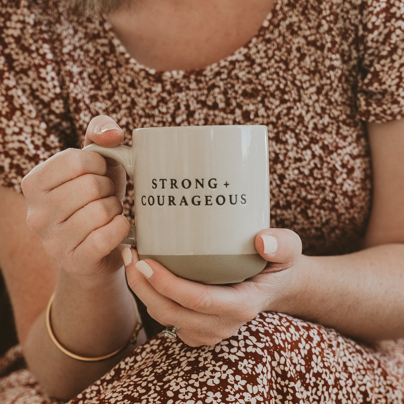 Strong and Courageous 14oz. Stoneware Coffee Mug - Sweet Water Decor - Coffee Mugs