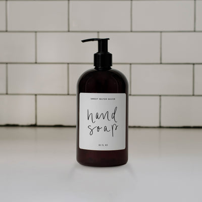 16oz Amber Plastic Hand Soap Dispenser - White Label