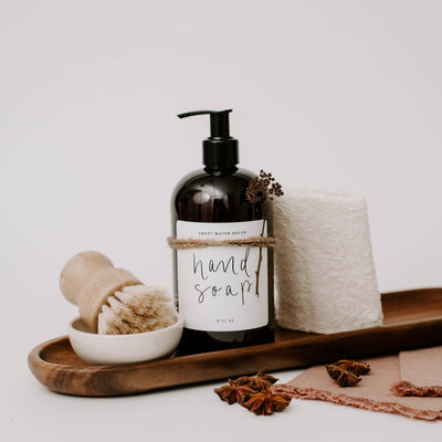 Hand soap amber plastic bottle