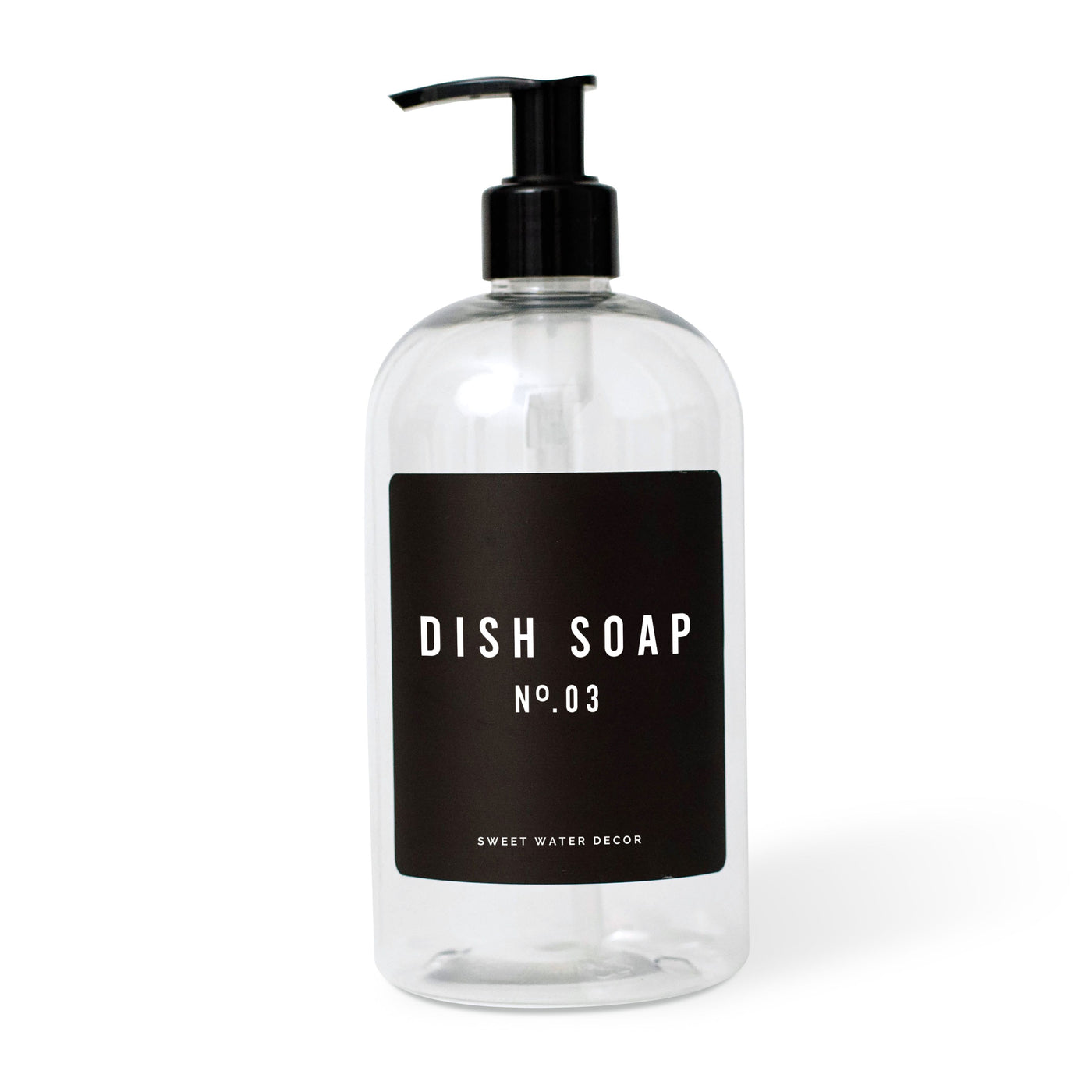 16oz Clear Plastic Dish Soap Dispenser - Black Label