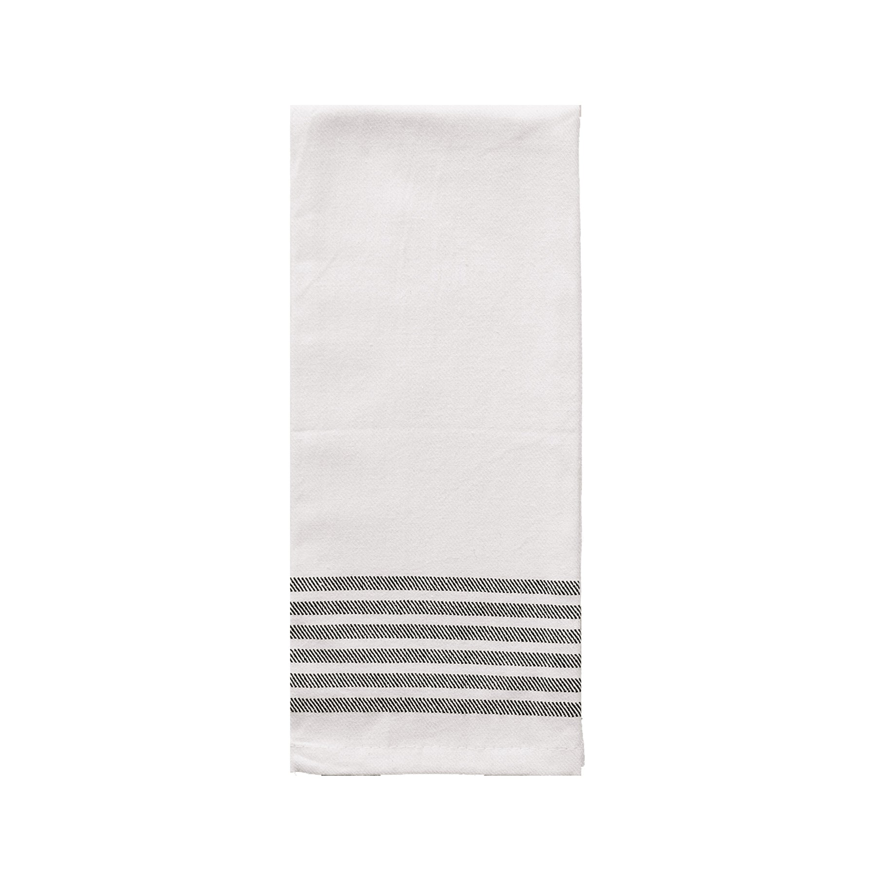 Sweet Water Decor Horizontal Striped Tea Towel- Six Stripes - Black