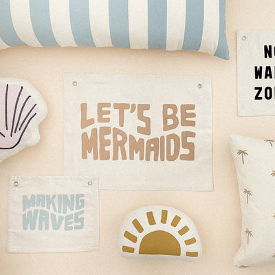 let's be mermaids clay banner