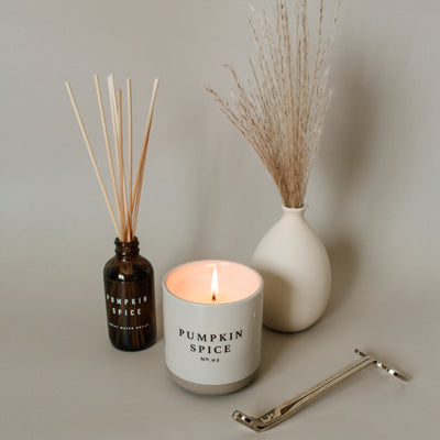 Pumpkin Spice Soy Candle - Cream Stoneware Jar - 12 oz