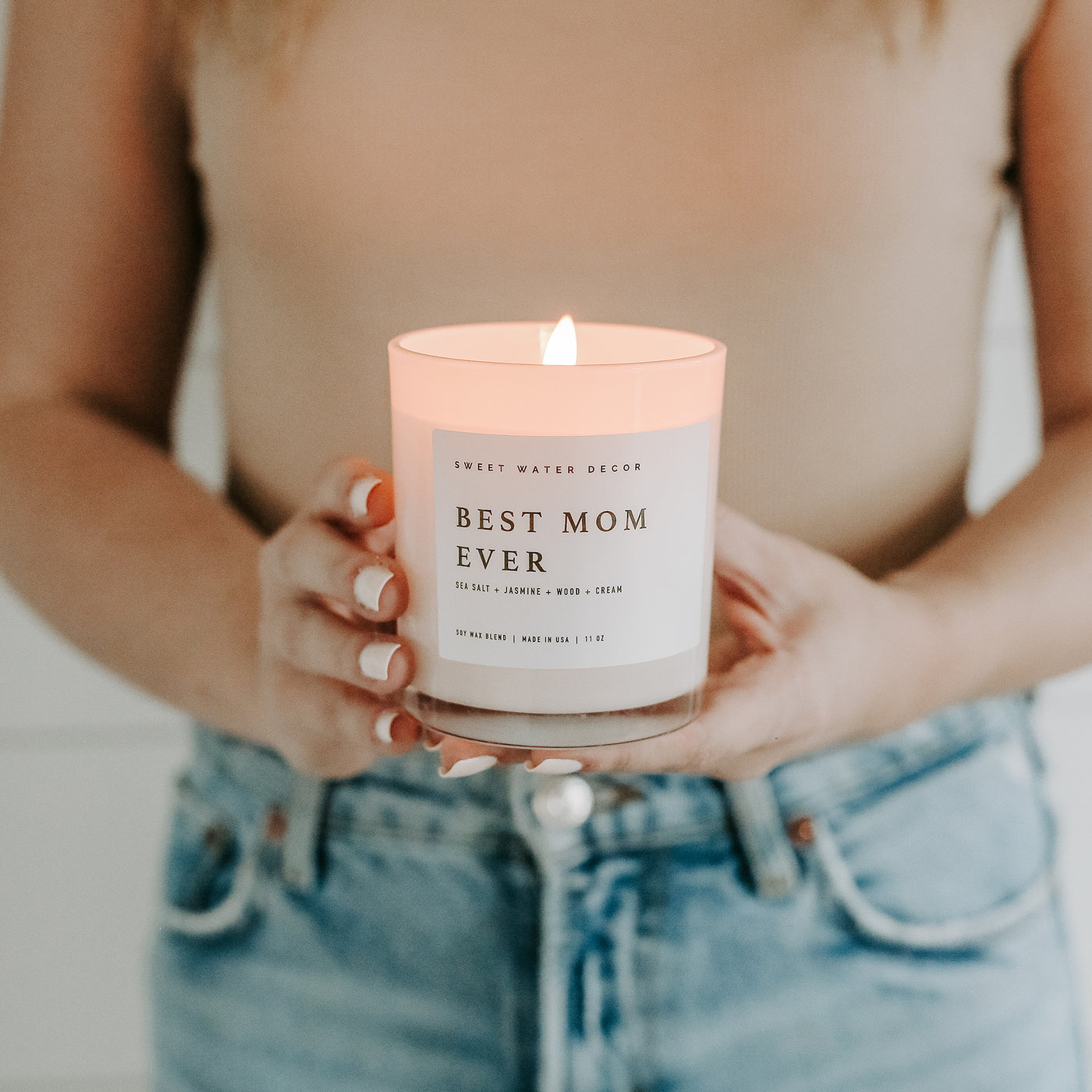 Best Mom Ever! Soy Candle - White Jar - 11 oz - Sweet Water Decor - Candles