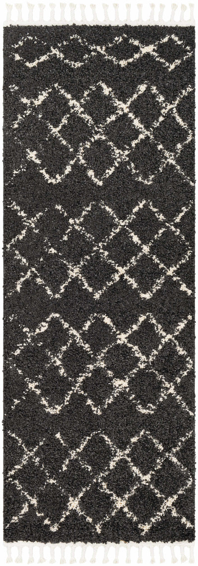 Wallagrass Black/Beige Trellis Tassel Shag