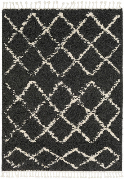 Wallagrass Black/Beige Trellis Tassel Shag