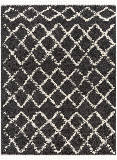 Wallagrass Black/Beige Trellis Tassel Shag