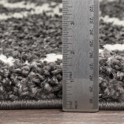 Wallagrass Black/Beige Trellis Tassel Shag