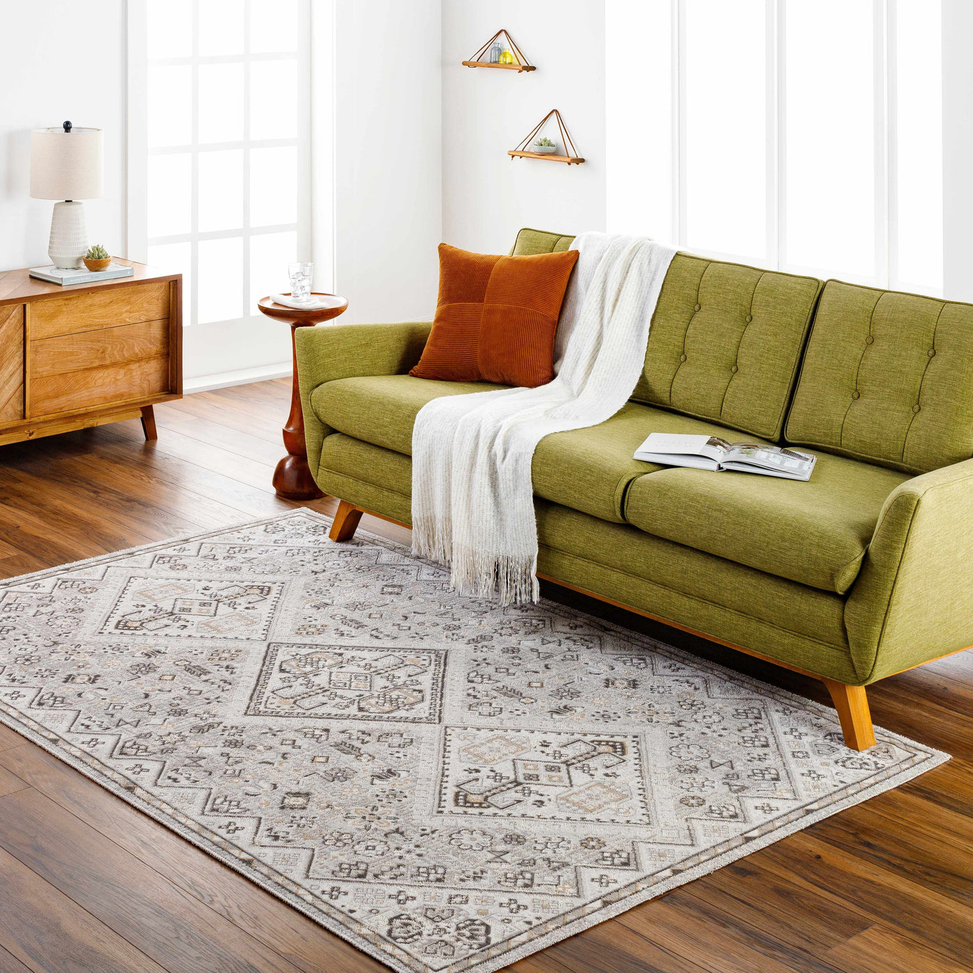 Meja Cream Washable Area Rug