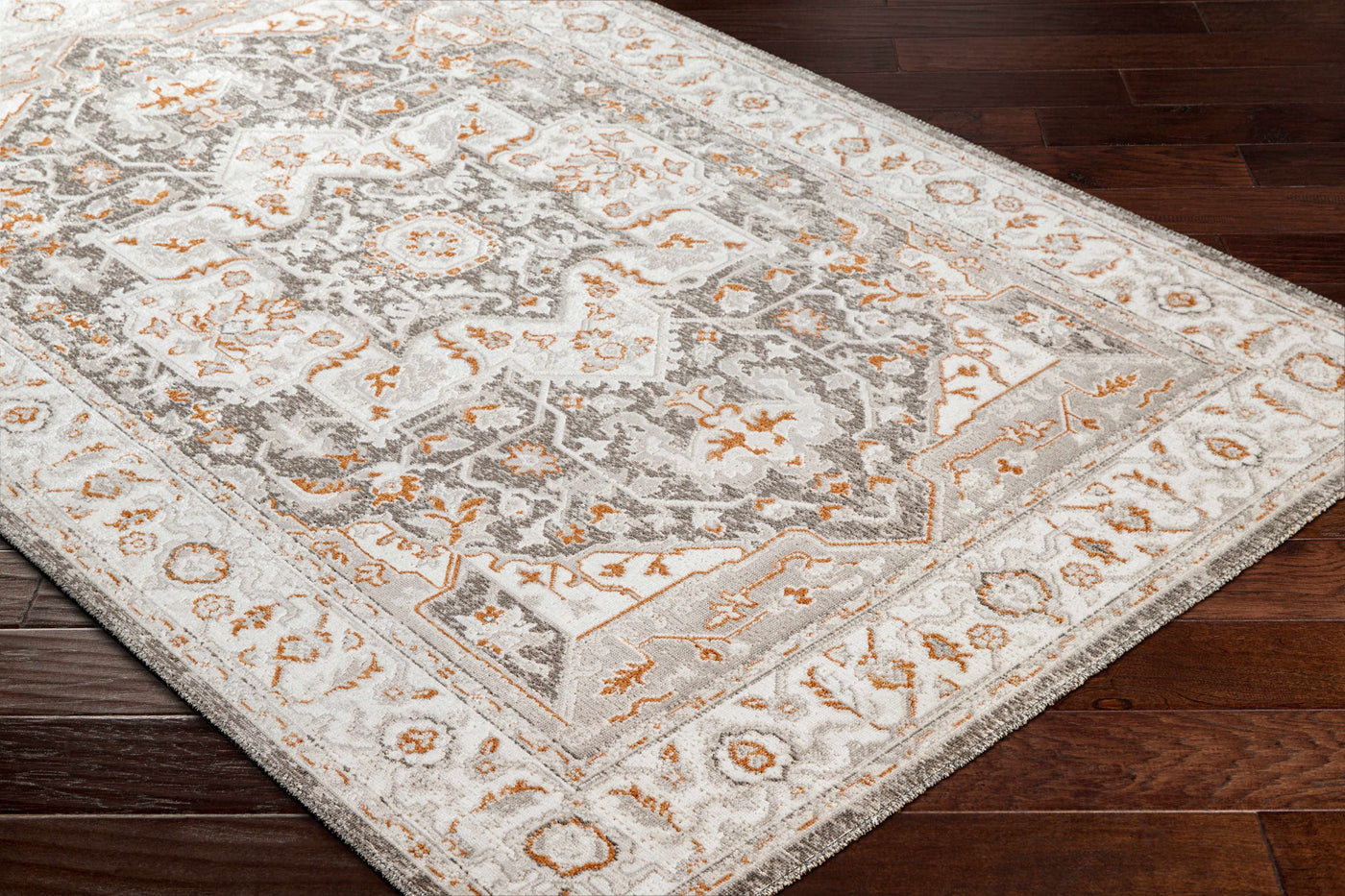 Roho Beige & Rust Washable Area Rug