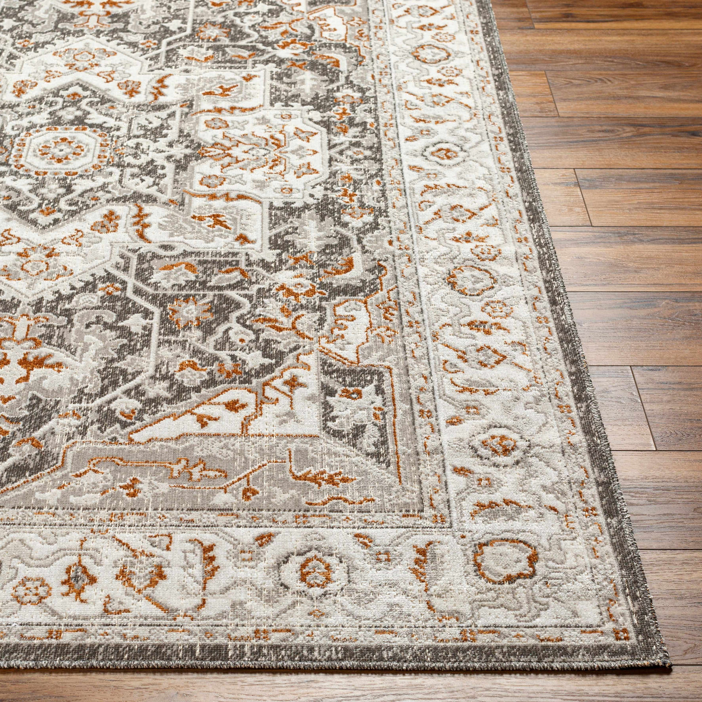 Roho Beige & Rust Washable Area Rug