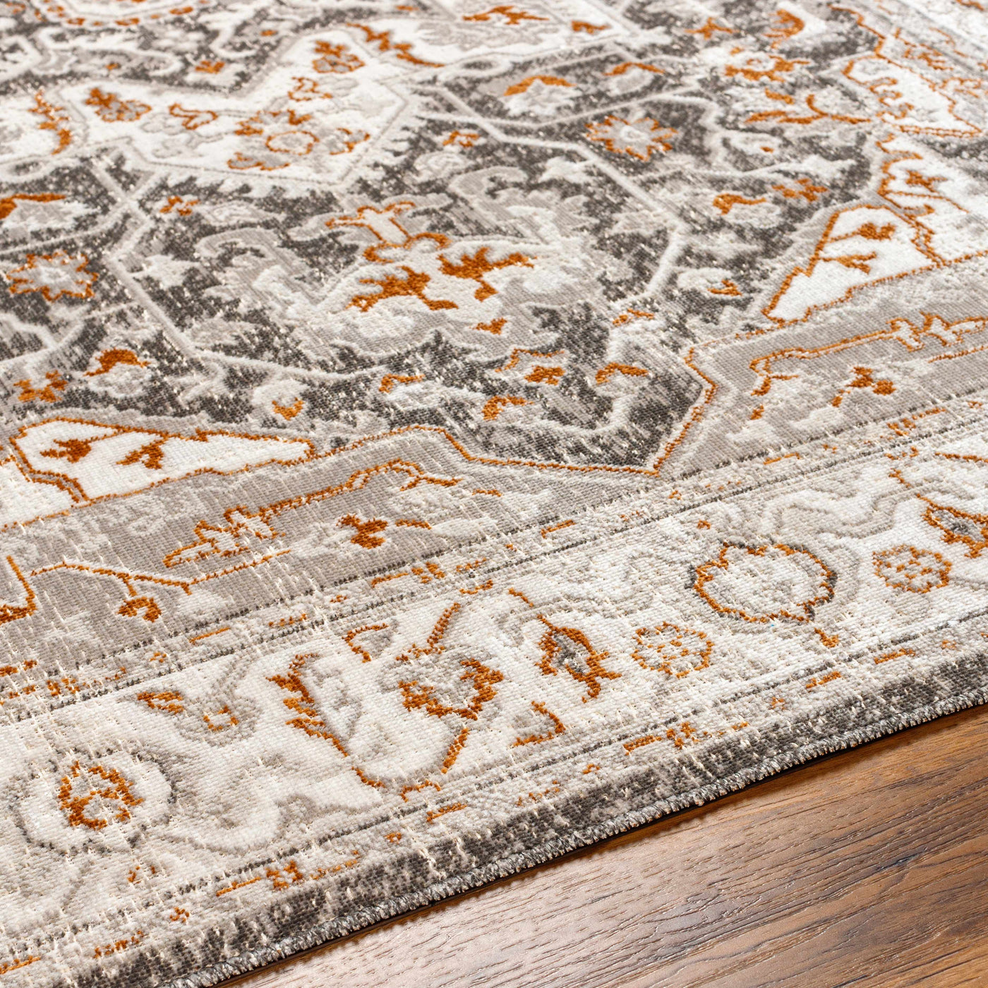 Roho Beige & Rust Washable Area Rug